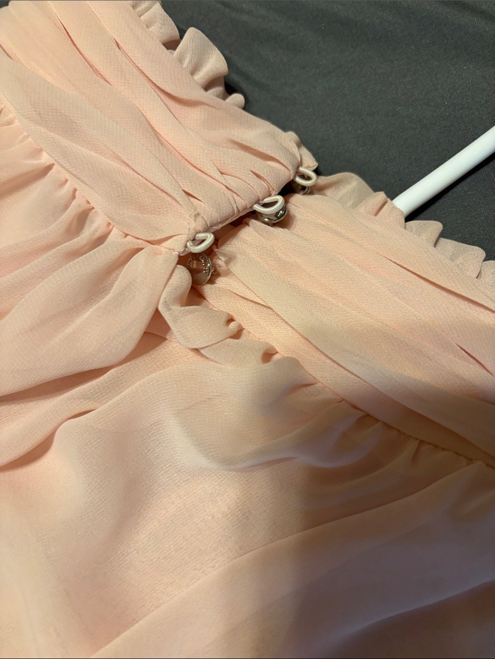 Vince Camuto Pale Pink Ruffled Neck Chiffon Top - Picture 4 of 4